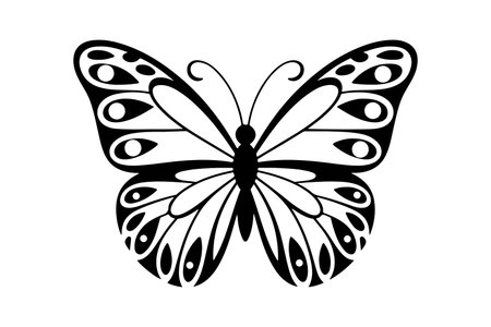 Butterfly silhouette isolated on white background. Vector illustration for your designのイラスト素材