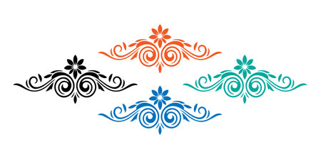 Ornamental floral design elements. Set of vector decorative elements.のイラスト素材
