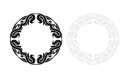Oriental pattern. Black and white round ornament. Ornament for laser cutting.のイラスト素材