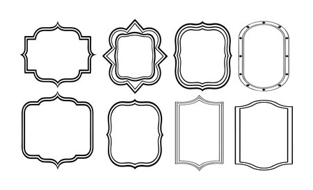 Set of vintage frames. Decorative borders. Vector illustration isolated on white background.のイラスト素材