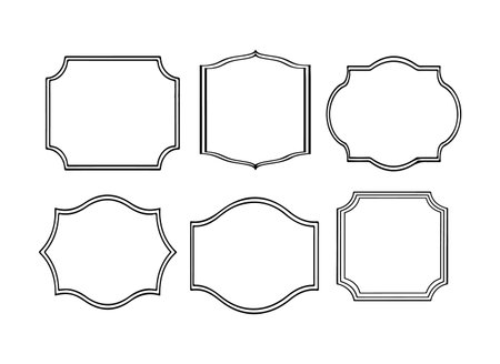Set of vintage frames. Vector illustration in black and white colors.のイラスト素材