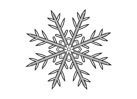snowflake icon cartoon isolated black and white vector illustration graphic designのイラスト素材