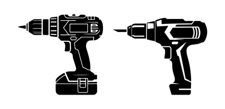 Cordless screwdriver and drill icon. Construction tool. Vector illustrationのイラスト素材