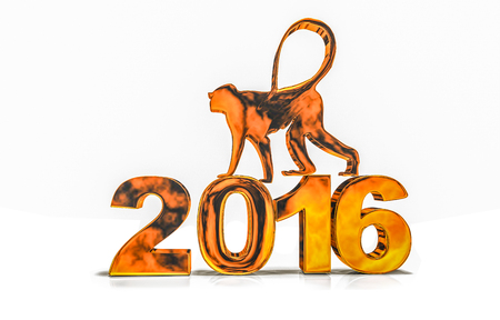 Monkey portrait in fire on dark backgroundの写真素材