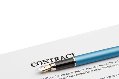 Pen on contract Isolated On White Backgroundの写真素材