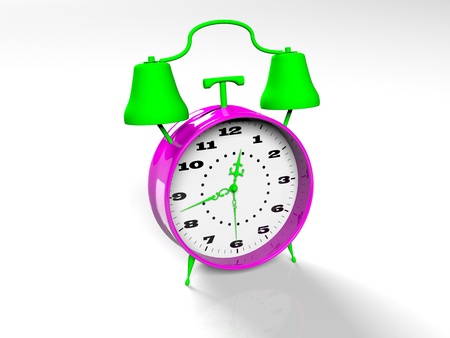 Black retro alarm clock isolated on white background