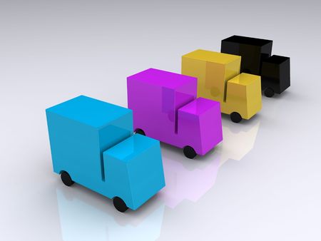 CMYK cars. 3Dの写真素材