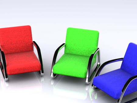 RGB armchairs. 3Dの写真素材