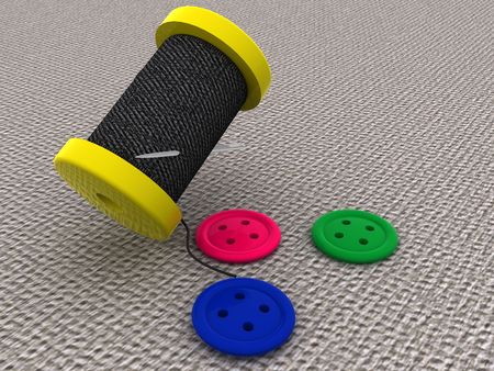 Needle and a thread. 3d