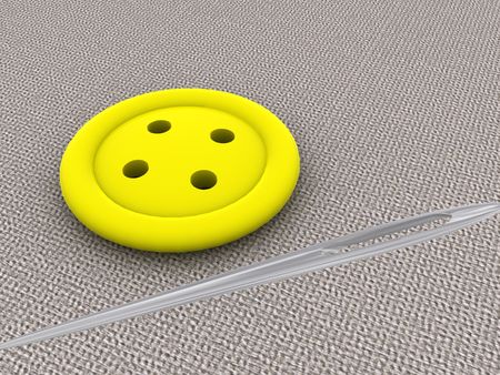 Needle and a button. 3dの写真素材