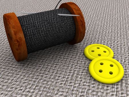 Needle and a thread. 3d