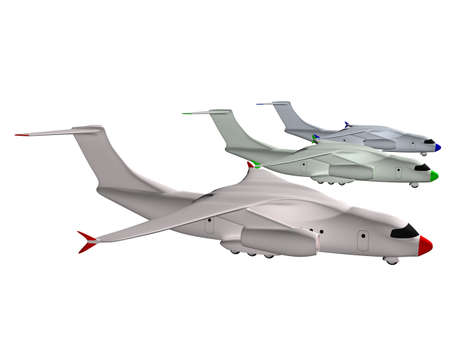 three colored RGB airplanes. 3dの写真素材