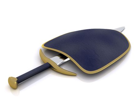  single sword and shield. 3dの写真素材