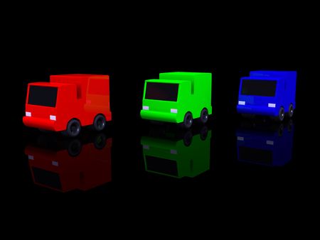 row of RGB cars. 3dの写真素材