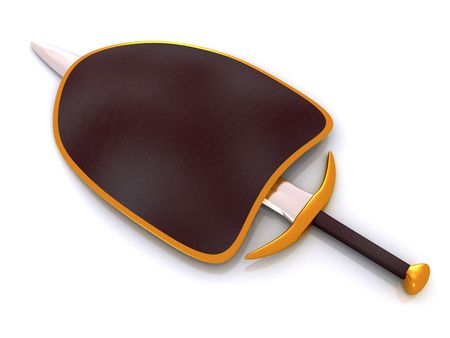  single sword and shield. 3dの写真素材
