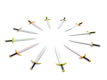 many steel swords around. 3dの写真素材