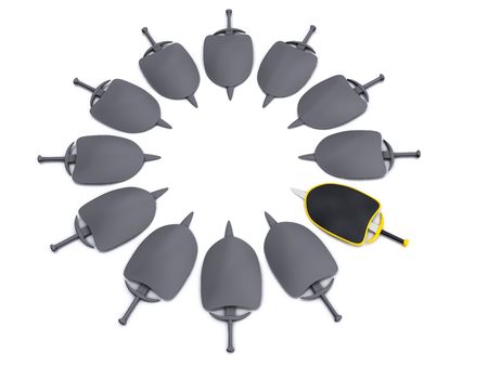 shields and swords leadership. 3dの写真素材