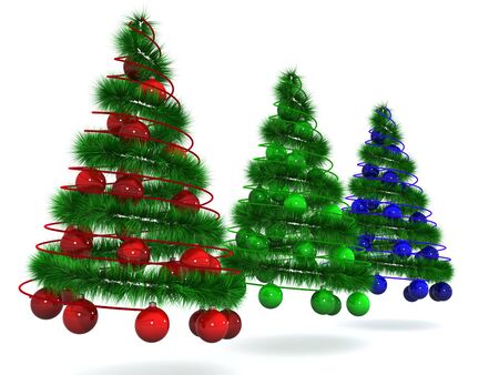 abstract spiral christmas tree with decoration. 3dの写真素材