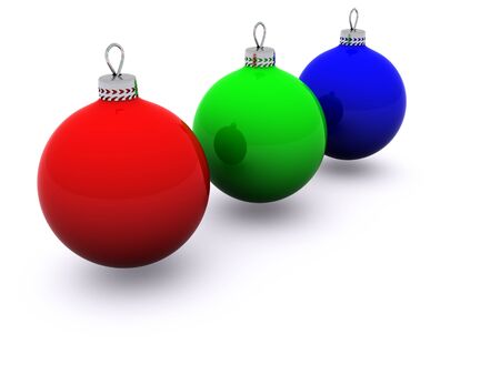 RGB christmas glass spheres. 3dの写真素材