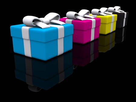 CMYK gift boxes. 3Dの写真素材