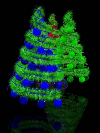 abstract spiral Christmas trees. 3dの写真素材