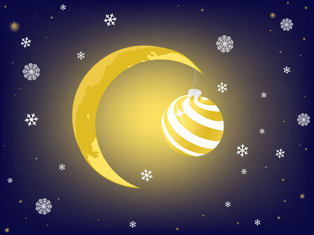 moon on night Christmas sky. vectorのイラスト素材