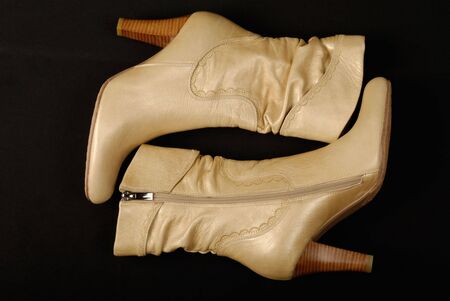 pair of leather women's shoeの写真素材