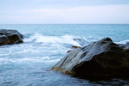 morning sea waves. nature landscapeの写真素材