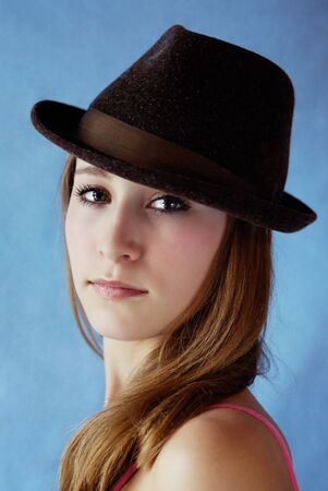 attractive girl in hat. portrait