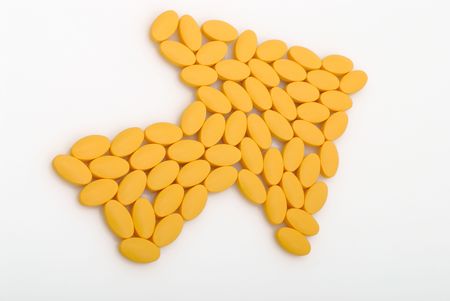 group of yellow vitamins. medicine pillsの写真素材