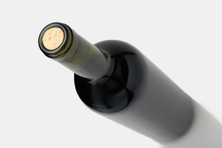 single wine bottle with corkの写真素材
