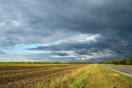 empty road near field. Landscapeの写真素材