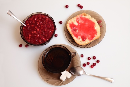 stillife with sandwich and teaの写真素材