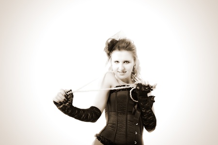 dancing woman looking in camera. studio shot