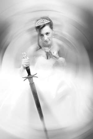 portrait of attractive serious bride. indoor shotの写真素材