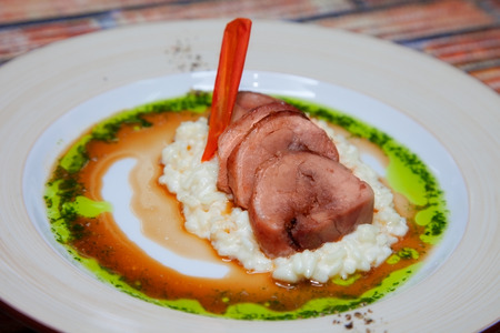 risotto with lamb. The finished dishの写真素材