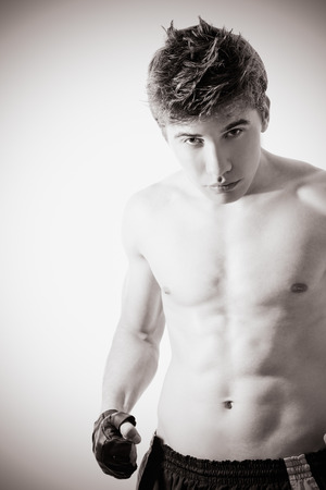 strong and handsome young fighterの写真素材