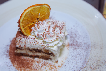 The tiramisu cake with lemonの写真素材