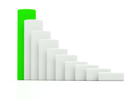chart success of the cylinders on a white background with a green leader. 3d