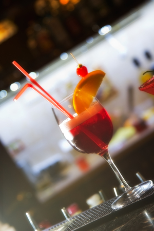 alcohol drinks on bar. cocktailの写真素材