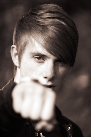 happy young man on nature. Portraitの写真素材