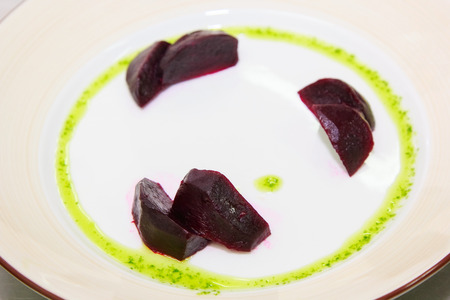 salad with greens and beetsの写真素材