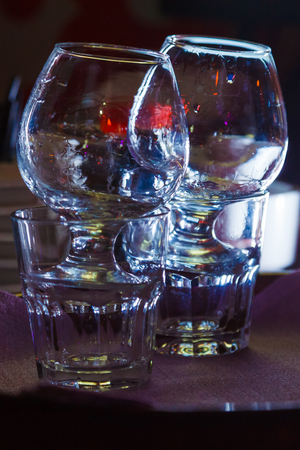 Empty glasses on the bar. close-upの写真素材
