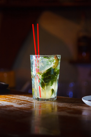 beautiful cocktail on the bar. close-upの写真素材