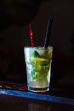 beautiful cocktail on the bar. close-upの写真素材