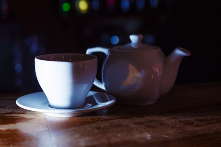 cup of tea and teapotの写真素材
