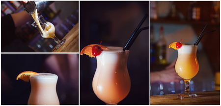 cocktail pina colada on the bar. close-upの写真素材