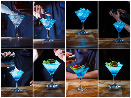preparation of a beautiful blue cocktail. close-upの写真素材