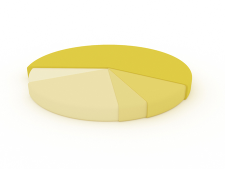 illustration of a yellow pie chart. 3Dの写真素材