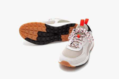 Comfortable running shoes. On a white backgroundの写真素材